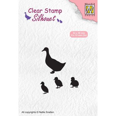 Nellie's Choice • silhouet clear stempels duck with chicks