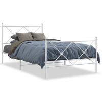 Bedframe met hoofd- en voeteneinde metaal wit 100x200 cm - thumbnail