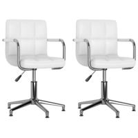 Eetkamerstoelen draaibaar 2 st kunstleer wit - thumbnail