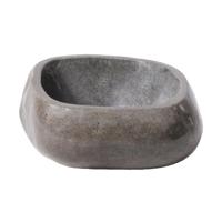 Waskom BWS Stone Rond 30-35x15x1,5 cm Gepolijst Riviersteen Grijs - thumbnail