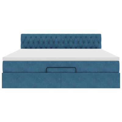Ottoman bed met matras en LED's 140x190cm fluweel donkerblauw - thumbnail