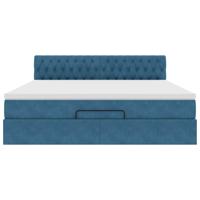 Ottoman bed met matras en LED's 180x200 cm fluweel donkerblauw - thumbnail