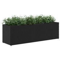 VidaXL Plantenbakken met 3 potten 2 st 105x30x32 cm poly rattan zwart - thumbnail