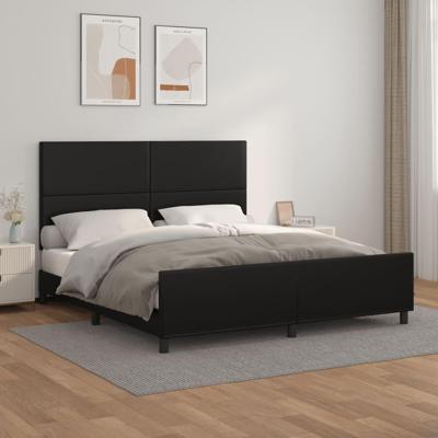 Bedframe met hoofdbord kunstleer zwart 160x200 cm Bedframe met hoofdbord kunstleer zwart 160x200 cm