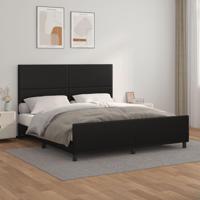 Bedframe met hoofdbord kunstleer zwart 160x200 cm - thumbnail