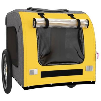 Hondenfietstrailer oxfordstof en ijzer geel en grijs - thumbnail