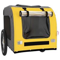 VidaXL Hondenfietstrailer oxfordstof en ijzer geel en grijs - thumbnail