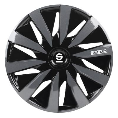 4-Delige Sparco Wieldoppenset Lazio 15-inch zwart/grijs SP1591BKGR