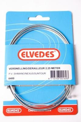 Elvedes Schakel binnenkabel 2250mm verzinkt ø1,1mm shimano huret n-nippel en t-nippel (op kaart)