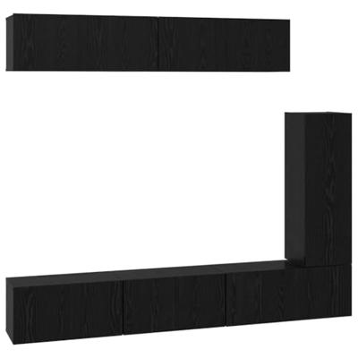 Tv-meubelset 6 pcs Zwart eiken 30.5 x 30 x 90 cm Bewerkt hout