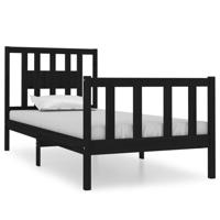 Bedframe massief hout zwart 75x190 cm - thumbnail