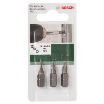 Bosch Accessories 2609255974 Bitset 3-delig Plat, Kruiskop Phillips, Kruiskop Pozidriv