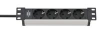 Brennenstuhl Alu-Line 10" stekkerdoos | 4-voudig | voor schakelkasten - 1390007004 - thumbnail
