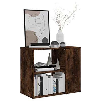 Bijzetkast 60x30x50 cm bewerkt hout gerookt eikenkleurig