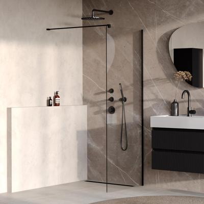 Brauer Oblivion - Inloopdouche - Helder Glas - 80 x 200 cm - incl. Glascoating - Mat Zwart