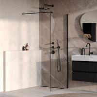 Brauer Oblivion - Inloopdouche - Helder Glas - 80 x 200 cm - incl. Glascoating - Mat Zwart - thumbnail