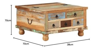 Salontafel 70x70x38 cm gerecycled hout - thumbnail