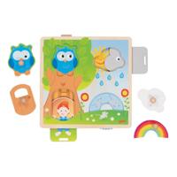 Goki houten achtergrond vormenpuzzel weer, 4st. - thumbnail