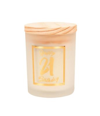 Geurkaars klein goud/wit - 21 jaar