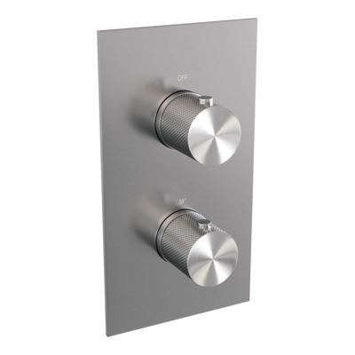 Brauer Brushed Carving - 3 Weg - Inbouwthermostaat - In/afbouwdelen - RVS Geborsteld PVD