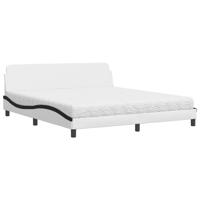 Bed met matras "Dover" kunstleer wit en zwart 180x200 cm - thumbnail