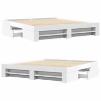 Bedframe massief hout wit 200x200 cm - thumbnail