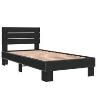 Bedframe bewerkt hout metaal zwart 200x200 cm - thumbnail