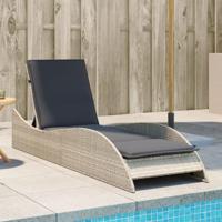 Ligbed met kussen 60x205x73 cm poly rattan lichtgrijs - thumbnail