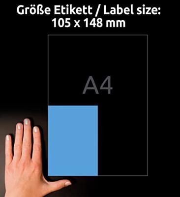Avery gekleurde universele etiketten ft 105 x 148 mm (b x h), 400 stuks, blauw