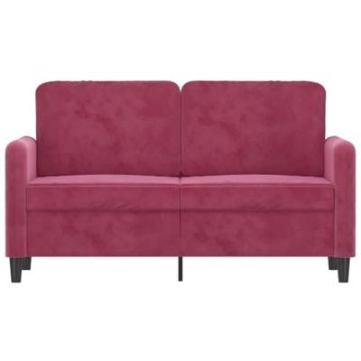 Tweezitsbank 120 cm fluweel wijnrood
