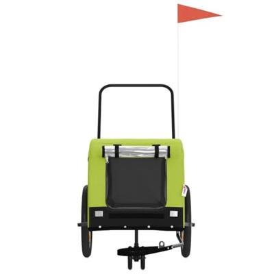 Hondenfietstrailer oxford stof en ijzer groen en zwart - thumbnail