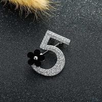 Digitale 5 kleine bloem individuele creatieve broche (zilver zwart) - thumbnail