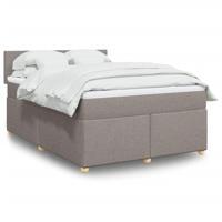 Boxspring met matras stof taupe 140x200 cm - thumbnail