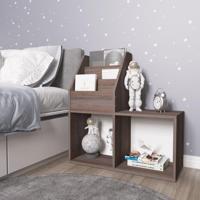 Kindertijdschriftenrek 71x30x78,5 cm spaanplaat grijs en eiken - thumbnail