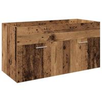 3-delige Badkamermeubelset bewerkt hout oud houtkleurig - thumbnail