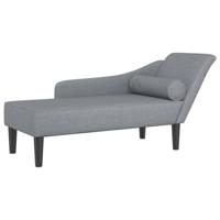 Chaise longue met kussens stof lichtgrijs - thumbnail