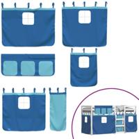 Stapelbed met gordijnen 90x190 cm massief grenenhout blauw - thumbnail