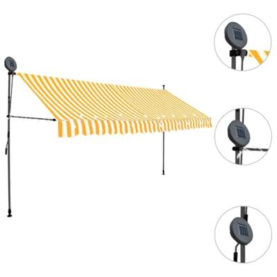 Luifel handmatig uitschuifbaar met LED 400 cm wit en oranje
