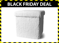 SENZA Poef met opbergruimte - Opvouwbaar - Teddy - Wit - thumbnail