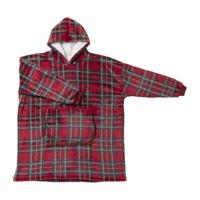 Oversized hoodie kerst ruit - rood - one size - thumbnail