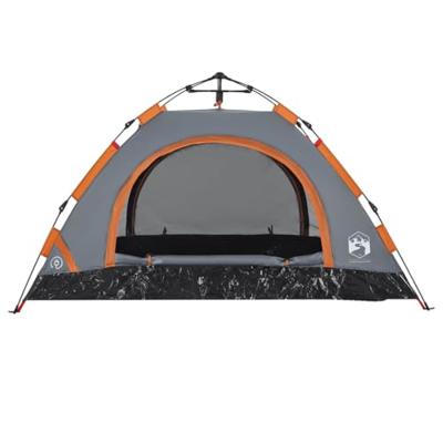 Tent 2-persoons snelontgrendeling grijs en oranje - thumbnail