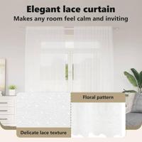 VidaXL Kantgordijn met gordijnen bloemen wit 245x150cm polyester - thumbnail