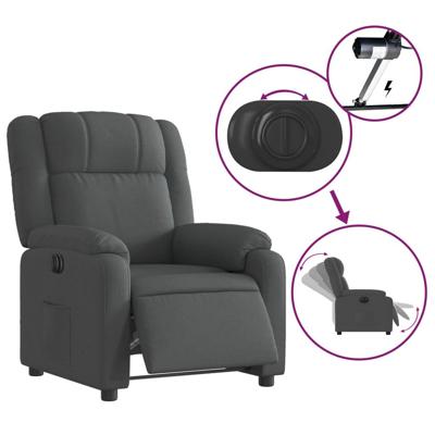 Fauteuil elektrisch verstelbaar stof donkergrijs