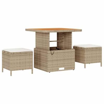 Tuin Sofa Set met kussen met opslag 12 pcs Beige Poly riet