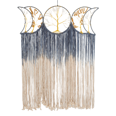 Handgemaakte Macramé Hanger Levensboom en Maanfasen (100 cm)