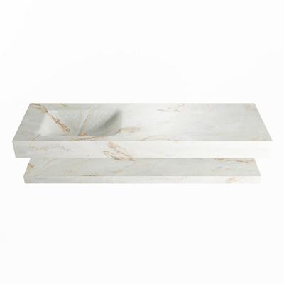 MONDIAZ ALAN-DLUX 150cm planchet Frappe. Vrijhangende wastafel CLOUD links 1 kraangat, kleur Frappe. MONDIAZ ALAN-DLUX 150cm planchet Frappe. Vrijhangende wastafel CLOUD links 1 kraangat, kleur Frappe.