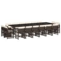 17-delige Tuinset met kussens poly rattan bruin - thumbnail