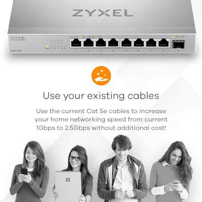 Zyxel XMG-108 Unmanaged 2.5G Ethernet (100/1000/2500) Zilver
