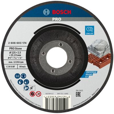 Bosch Accessories 2608603174 2608603174 Doorslijpschijf gebogen 125 mm 1 stuk(s) Steen