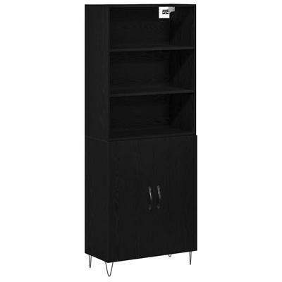 Highboard 2 pcs Zwart eiken 70 x 34 x 180 cm Bewerkt hout
